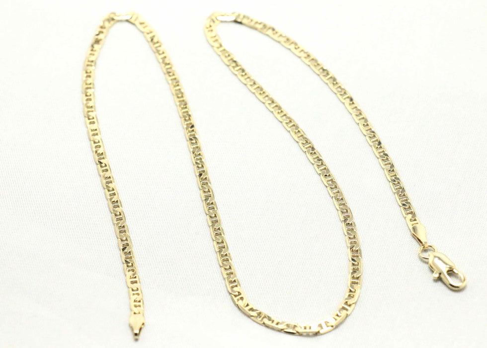 14k gold plated mariner chain with round diamond saint mary charm