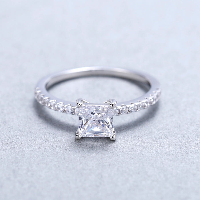 1.49Ct Princess Cut Cubic Zirconia on silver band