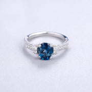 Silver Ring with 1.5ct Blue Topaz