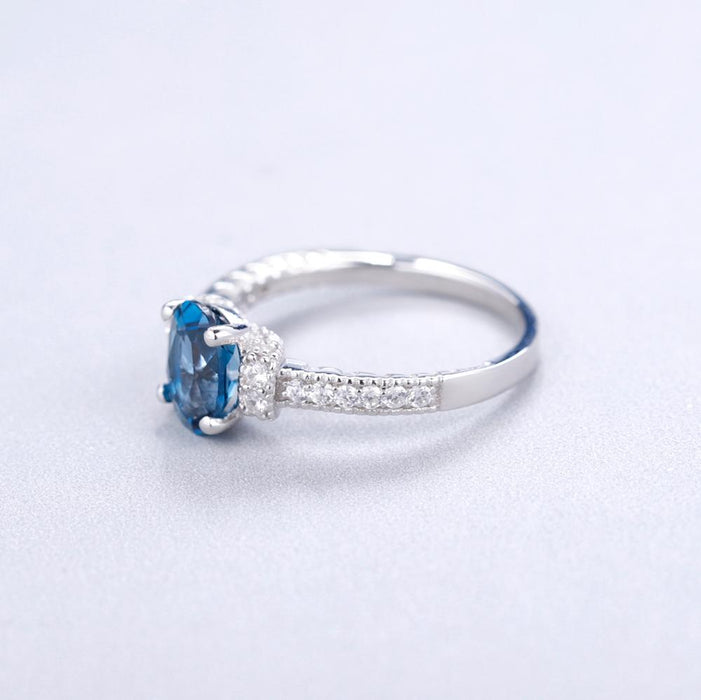 Silver Ring with 1.5ct Blue Topaz