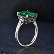 Silver ring with simulated Emerald/Ruby