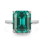 Silver ring with simulated Emerald/Ruby