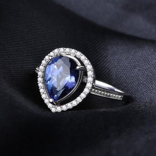 Natural Blue Mystic Quartz Gemstone on sterling silver ring