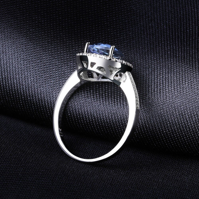 Natural Blue Mystic Quartz Gemstone on sterling silver ring