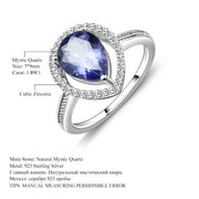 Natural Blue Mystic Quartz Gemstone on sterling silver ring