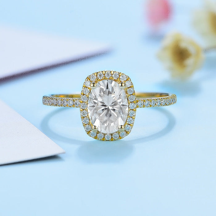 Solid 10K  gold plated Ring with 1.5ct Moissanite