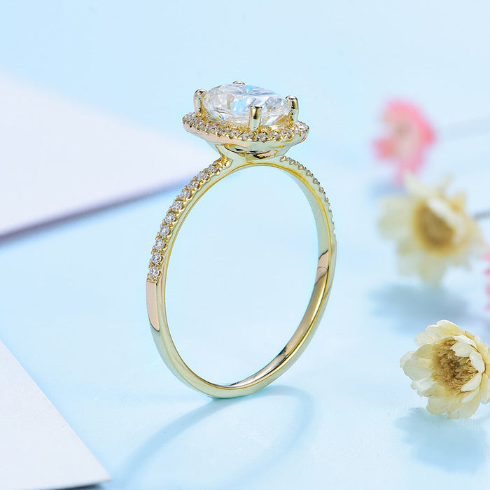 Solid 10K  gold plated Ring with 1.5ct Moissanite