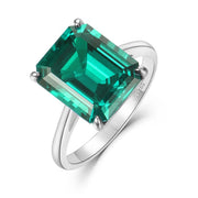 Silver ring with simulated Emerald/Ruby