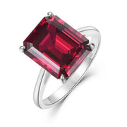 Silver ring with simulated Emerald/Ruby