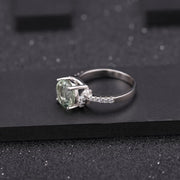 2.73Ct Natural Green Amethyst on Silver Ring