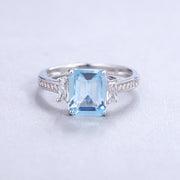 Natural Sky Blue Topaz on silver ring