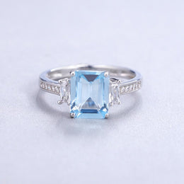Natural Sky Blue Topaz on silver ring