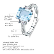 Natural Sky Blue Topaz on silver ring
