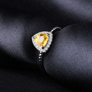 0.74Ct Natural Yellow Citrine Gemstone on silver band