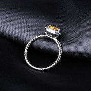 0.74Ct Natural Yellow Citrine Gemstone on silver band