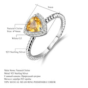 0.74Ct Natural Yellow Citrine Gemstone on silver band