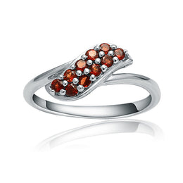 Silver Ring with Natural Garnet Gemstone