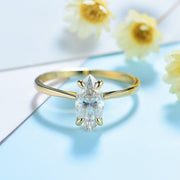 10K Yellow  gold plated Ring with solitaire moissanite