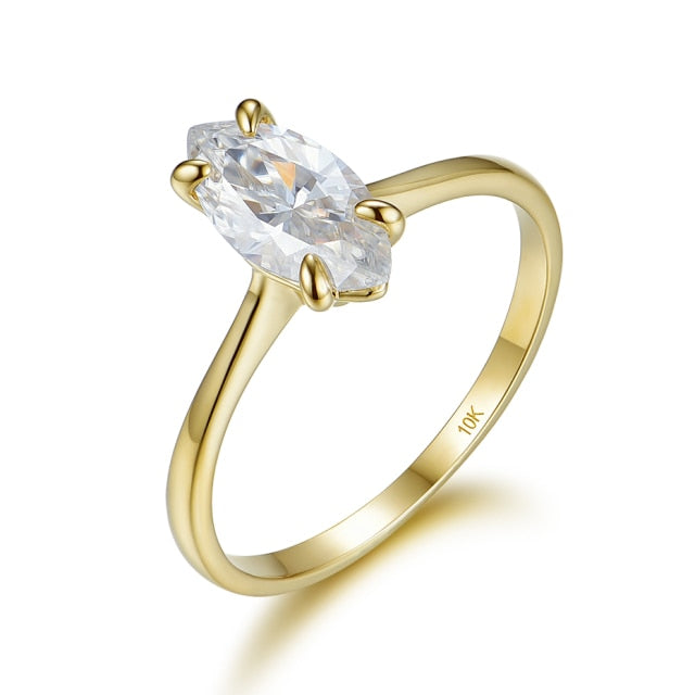 10K Yellow gold Ring with solitaire moissanite