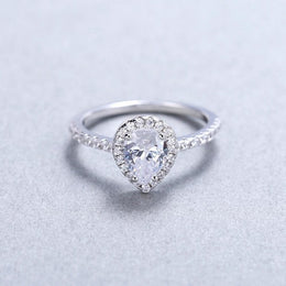 Sterling Silver Halo Ring 1.36Ct Natural Red Garnet