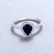 Sterling Silver Halo Ring 1.36Ct Natural Red Garnet