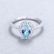 Sterling Silver Halo Ring 1.36Ct Natural Red Garnet