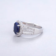 Natural Oval Blue Sapphire on silver band