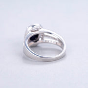 Natural Oval Blue Sapphire on silver band