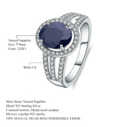 Natural Oval Blue Sapphire on silver band