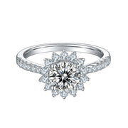 Sunflower Moissanite Ring 1.0c/1.5c/2.0c/3.0c