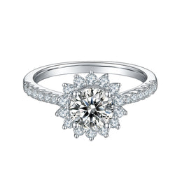 Sunflower Moissanite Ring 1.0c/1.5c/2.0c/3.0c