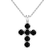 Multicolored Gemstone Cross on Sterling Silver Necklace