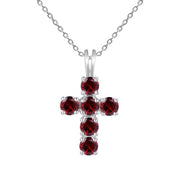 Multicolored Gemstone Cross on Sterling Silver Necklace