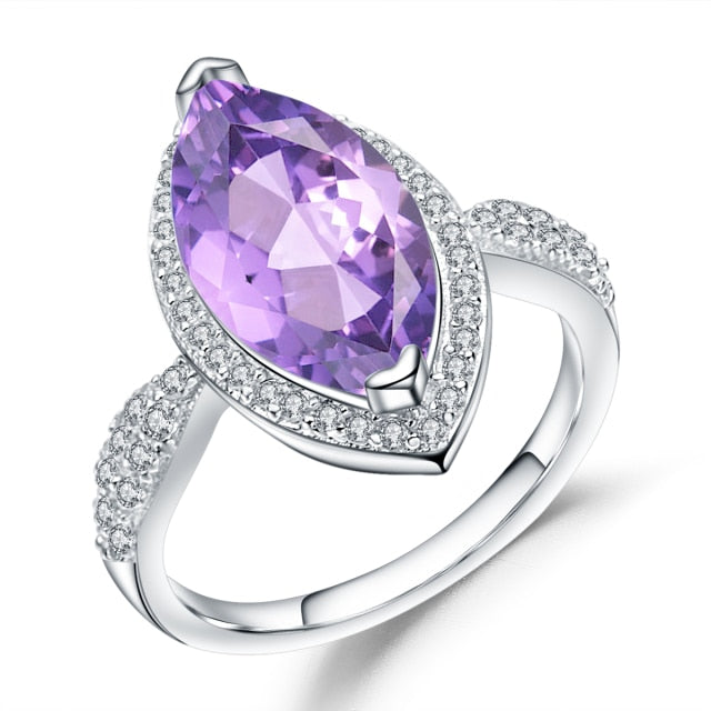 4.34Ct Marquise Natural Amethyst on silver ring