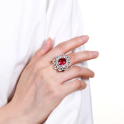 Vintage Silver Ring with simulated ruby
