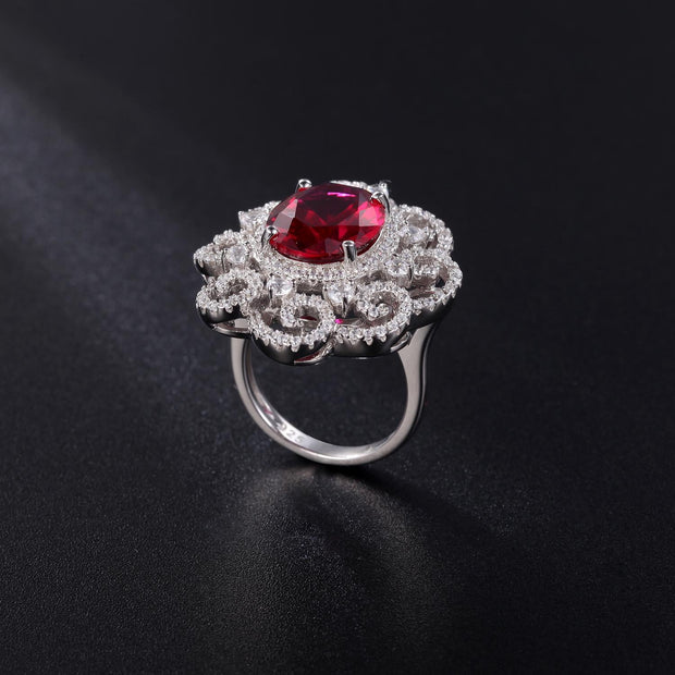 Vintage Silver Ring with simulated ruby