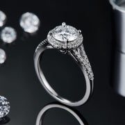Halo Moissanite Ring 1.5c/2.0c/3.0c