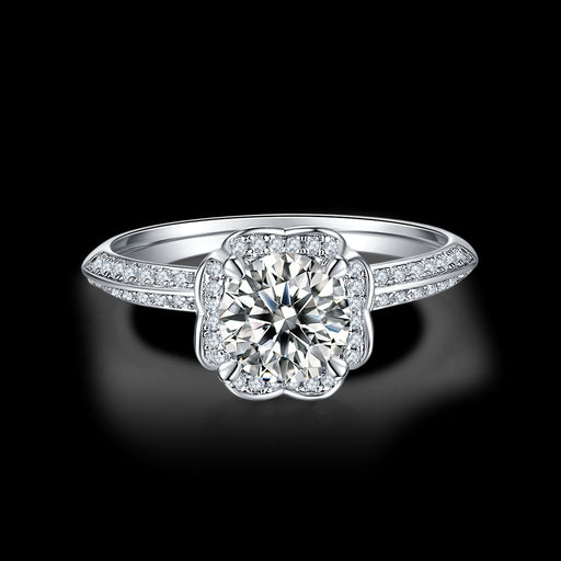 1.0c Floral Moissanite Ring Set in Silver