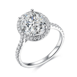 10K/14k White  gold plated Ring With Oval Moissanite