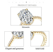 18K/14K/10K/white  gold plated Ring with 4ct Oval Moissanite