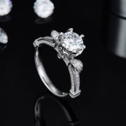 1.0ct Antique Moissanite Ring Set in Silver