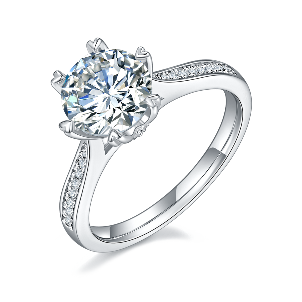 1.0ct/2.0ct/3.0ct Moissanite Ring Set in Silver