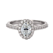 1.0Ct  Moissanite Oval Halo Engagement Ring