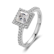 1.0c Moissanite Princess cut ring in sterling silver