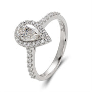 1.0Ct Pear Cut Moissanite Engagement Ring Set in Sterling Silver