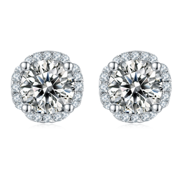 Sterling Silver Moissanite 1.0Ct Stud Earrings