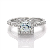 1.0c Moissanite Princess cut ring in sterling silver