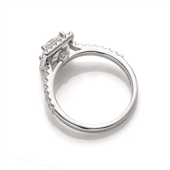 1.0c Moissanite Princess cut ring in sterling silver