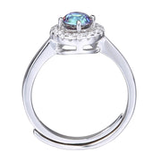 Adjustable silver ring with Natural Blueish Mystic Quartz Topaz