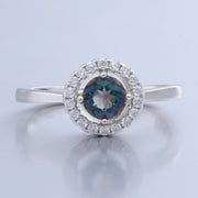 Adjustable silver ring with Natural Blueish Mystic Quartz Topaz